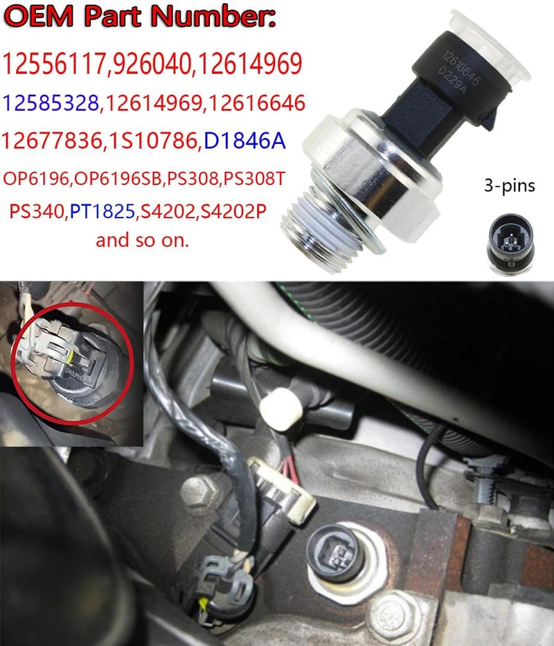 CHENHO 12677836 Oil Pressure Sensor for Chevy Chevrolet Silverado 1500 2500 3500,Express,Corvette,Suburban,Avalanche,Impala,Tahoe,Trailblazer& GMC Sierra,Savana,Yukon,Envoy&Cadillac,CTS,Escalade 2003-2008 - Image 4